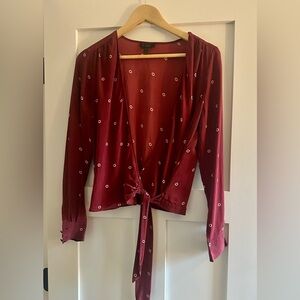 Vintage Y2K JCrew burgundy, silk blouse